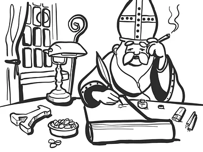 Lo fi Sinterklaas Black&White apple pencil handrawn illustration ipad pro sinterklaas