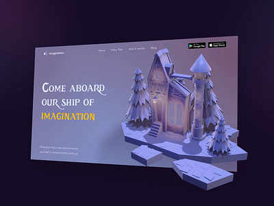 Landing page design I Fairytale VR app for children 3d illustration animations children platform fairytale kid tales kids app landing page design ui ux design user interface virtual reality vr app vr platform web design web page