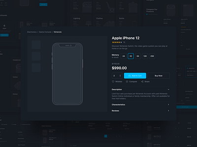Wirekit: E-commerce black design card product clean design custom dark dark design e commerce ecommerce interface kit minimal minimalism shop ui ui kit ux website design wireframe wireframe kit