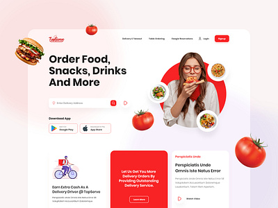 Top Serve clean design delivery delivery website food delivery food ordering landing page online delivery ui user experience user interface ux web design website design