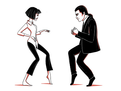 Tarantino Pulp Fiction fan art black and white design drawing editorial illustration line drawing lineart logo minimal pulp fiction sketching tarantino ui