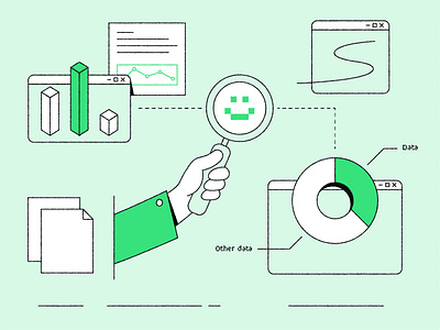 Unclear illustration #2 2d adobe illustrator adobe photoshop boil data design drawing graph graphic design green hands illustration loop magnify practice research statistics texture web website