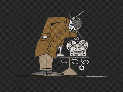 Wiretapping character design doodle illustration spy wiretapping