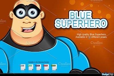 Blue Superhero Character 3d animation app branding design graphic design icon illustration logo motion graphics ui