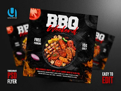 BBQ Flyer & Instagram post template barbecue bbq bbq flyer beaf food banner food flyer grill instagram post social media post squer flyer steak flyer yunusahmad yunusahmadbd