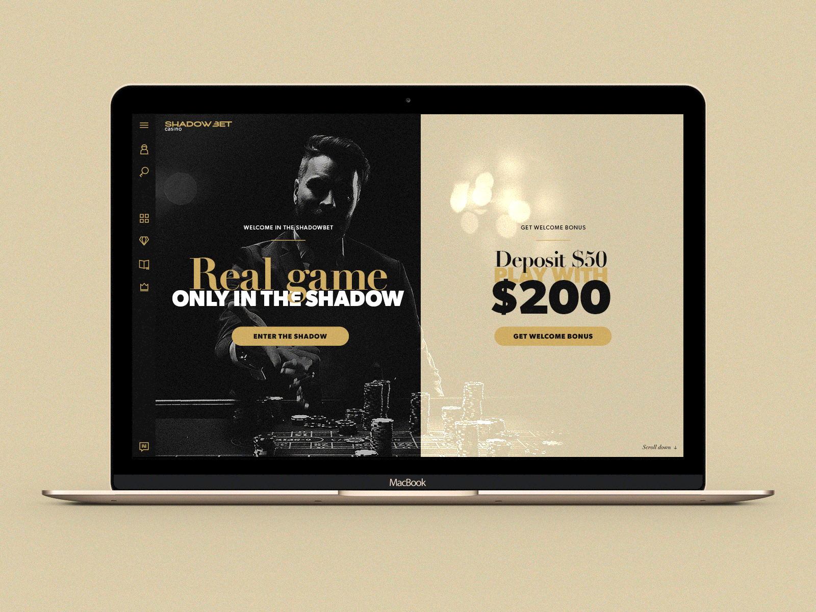 ShadowBet Casino design graphic design landingpage ui vintage
