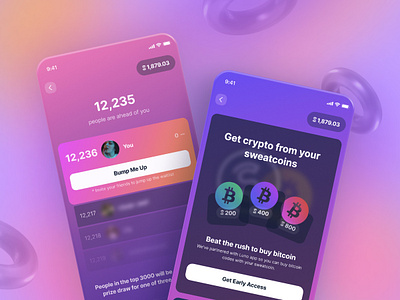 Sweatcoin Crypto Waiting List 3d app bitcoin crypto crypto exchange cryptocurrency gradient ios list mobile mobile app mobile application mobile ui progress queue sweatcoin ui ux waiting list waitlist