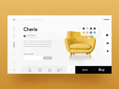Furniture E-commerce Item Page ecommerce furniture item card minimalism store ui uiux user interface ux web web design website yellow