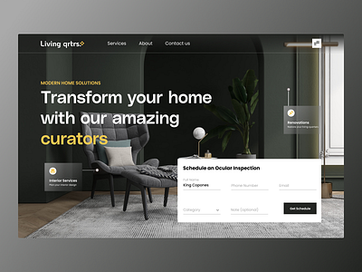 Living qrtrs. - Interior Design and Renovation Services branding design graphic design interior landing page minimal minimalism product design ui ux ux design web design website