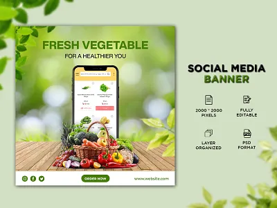 Vegetable Banner Design banner banner ads banner design design facebook post fresh vegetable fruit and vegetable shop banner graphic design green vegetables instagram post photoshop poster social media banner social media post social media poster vegetable vegetable banner vegetable poster vegetable shop banner vegetable social media banner