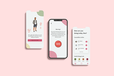 Suicide control app exploration android app application design ios mobile suicide ui user interface