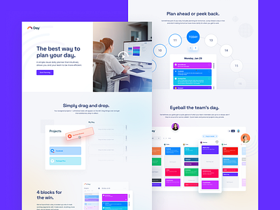 Useday Web Design app design auto layout card circles colorful day planner gradient grid kanban organize planner sass schedule task ui ui design unfold ux web app web design