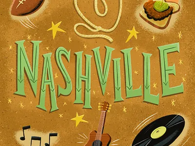 Nashville - Lettering & Sticker Pack hand lettering hot chicken illustration lettering mid century music music city nashville type western