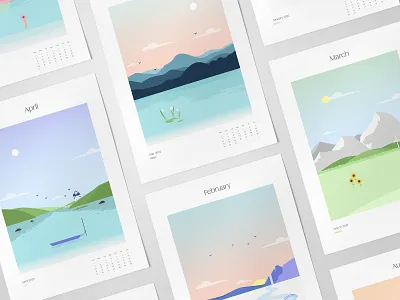 Seasons Calendar 2022 2022 artwork branding calendar christmas december digital art editorial editorial design flat graphic design illustration landscape landscape illustration mountains poster ui vector