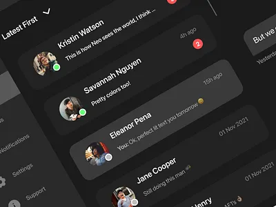 Message with Darkmode clean darkmode message ui ux