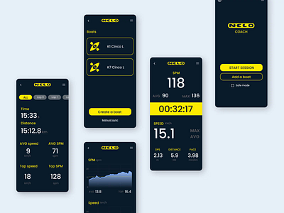 Kayak App app athletes canoe dark mode dark version design kayak light version olympics river sports training ui ux