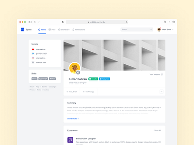 User profile page account branding design design system elements freelance illustration investment jobs linkedin logo minimal network page profile social ui user
