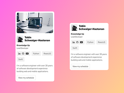Profile Card Exploration app profile social