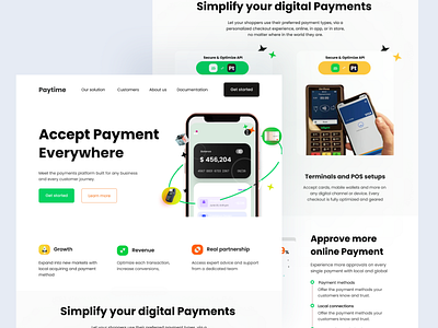 "Paytime" bank clean design credit card debit card fintech landing page minimalistic design payment paypal ui