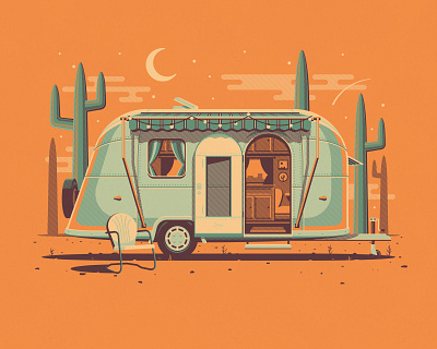 DKNG Camper Series cactus camp camper camping dan kuhlken design dkng dkng studios geometric illustration nathan goldman outdoors poster rv trailer vector