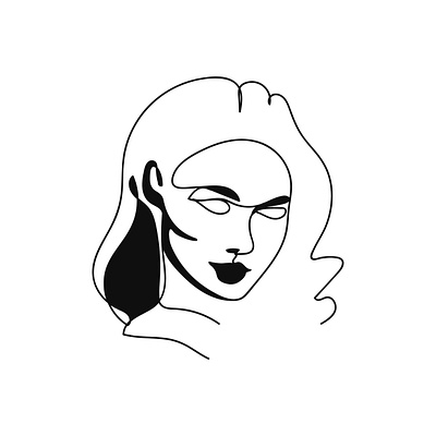 Elegant minimalist portrait continuous silhouette art art branding design face line art flirting graphic design icon illustration logo stye ui
