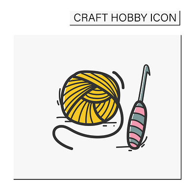Crochet basics hand drawn color icon art branding design face line art graphic design hobby icon illustration logo stye ui