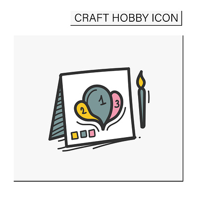 Painting by numbers color hand draw icon art branding design face line art graphic design hand web icon illustration logo stye ui