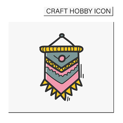 Macrame color hand draw icon art branding design face line art graphic design handicraft icon illustration logo stye ui