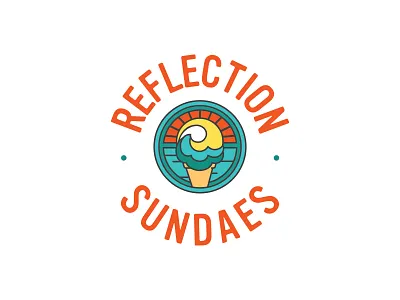 Reflection Sundaes Logo boat branding design ice cream logo