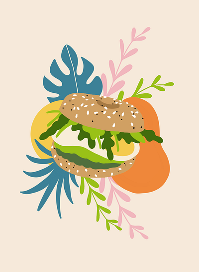 Breakfast sandwich abstract design food food illustration graphic design illustration illustrations illustrator manu