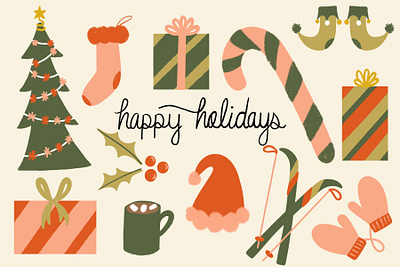 Happy Holidays Postcard artist christmas graphic design holidays illustration illustrations illustrator merchandise postcard