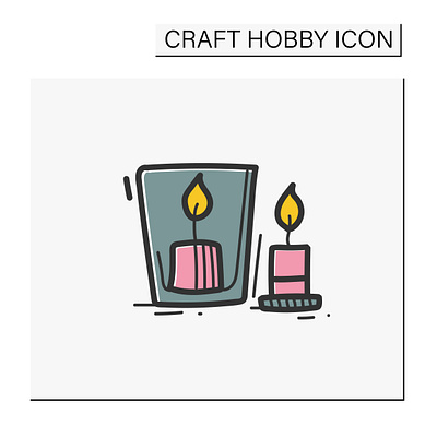 Handmade candles hand draw color icon art branding design drawn face line art graphic design icon illustration logo stye ui
