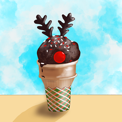 Christmas ice cream 2d art postcard design graphic design illustration procreate