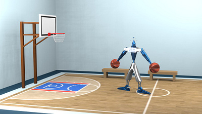 Robot Basketball Player. Software Blender 2.93.1 3d blender design rendering