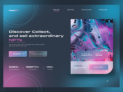 NFT Landing Page Website clean ui cyrpto design eth graphic design landing page mobile ui nft ui ui ux ui design ui ux uidesign web website