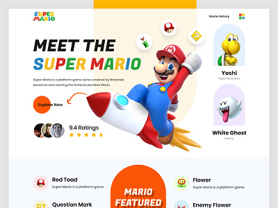 Super Mario World Guide Website cpdesign creativepeoples design game gaming landing page luigi mario mario bros mario kart mariokart nintendo nintendo switch super mario super mario world supermario trending ui web yoshi