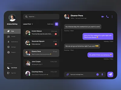 Daily UI #13 - Direct Messaging clean dailyui darkmode ui ux