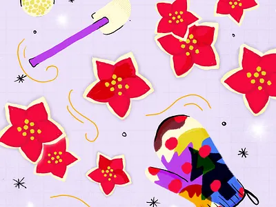 Christmas Cookies 12daysofcreativecheer baking christmas cookies design flower graphic graphic design holiday illo illustration latinx noche buena poinsettia red