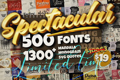 Spectacular Collection Big Bundle Bundles 10568786 fonts collection