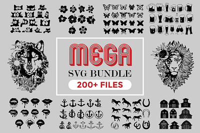 The Mega SVG Bundle angel animal cat dog faith husky dog infinity music owl sugar skull svg svg bundles svg collection wolf