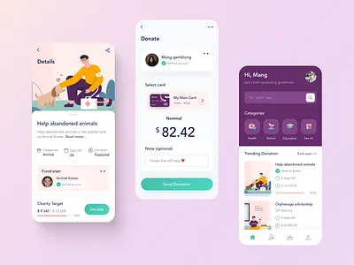Fundraising & Donation Mobile App charity app charity hub crowdfunding design donate app donations app financial foundation app fundraising app mobile app non profit nonprofit organization app social app ui uiux ux volunteer app welfare app