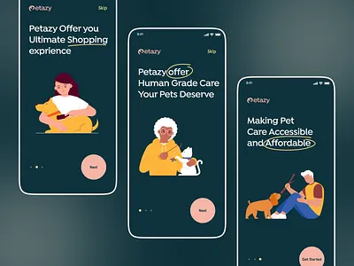 Pet Care App Design | Pet Adoption App UI UX - Petazy app designer app ui app ui ux cat app dog app ios app design mobile app mobile app design mobile app designer mobile app ui mobile app ui ux pet adoption pet adoption app pet app pet app design pet clinic pet grooming pet vaccine veterinary
