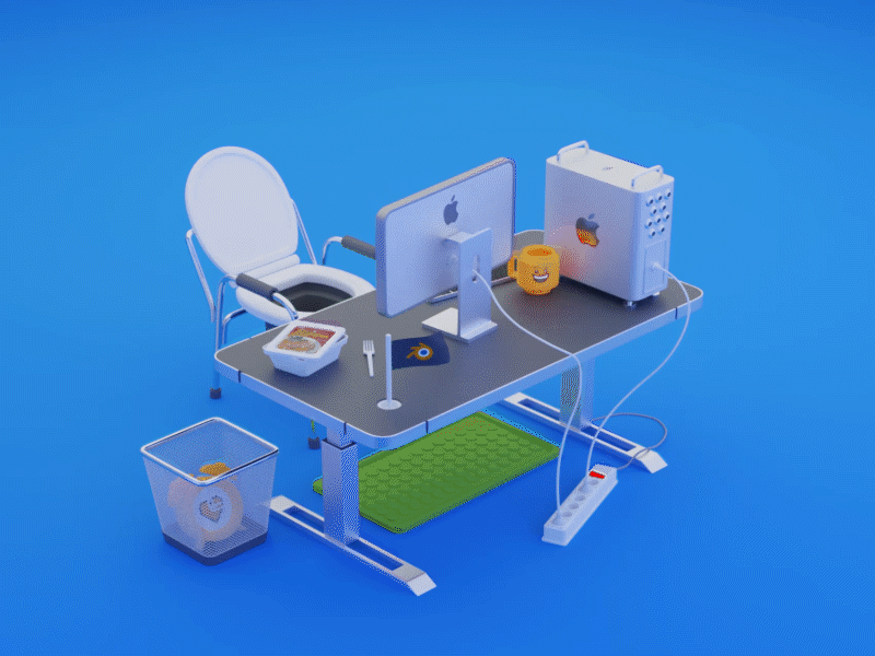 Designer's Recursive workplace 3d animation apple blender design illustration lego model motion graphics recursive render workplace
