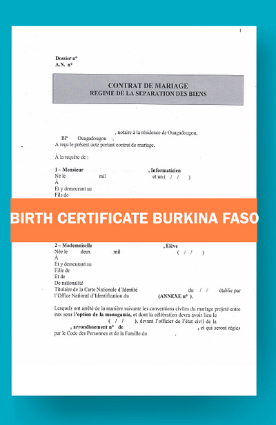 Birth Certificate Sample Burkina Faso birth certificate birth certificate burkina faso