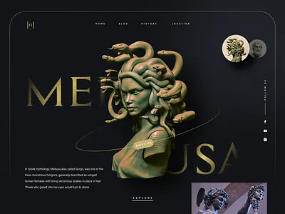 Medusa Hero Header banner design graphic design header hero header illustration landing page landingpage medusa minimal motion graphics ui ux web website