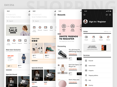 056-Shopping App Tab Page app design icon illustration minimalism online shopping ui