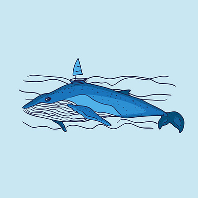 whale illustration blue boat design illustration vector whale