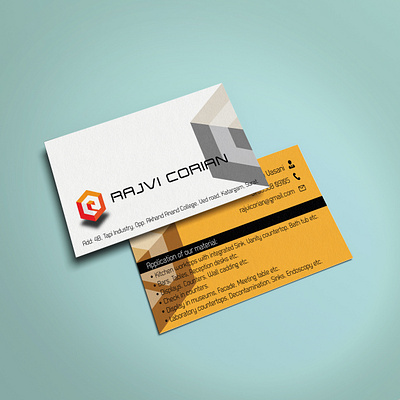 Business Card designed for Rajvi Corian ads branding business card design graphic design illustration india instagram post logo logo design product design social media marketing social media post vising card