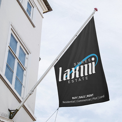 Branding on a Flag concept design for Laxmi Estate branding design graphic design illustration india logo logo design make me brand real estate surat
