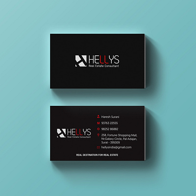 Black Business Card designed for Hellys Real Estate Consultancy ads branding business card design graphic design illustration india instagram post logo logo design product design real estate real estate consultant social media marketing social media post vising card